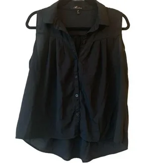 Monteau Black Sleeveless Button Up Blouse Size Large thumbnail 1