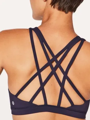 Lululemon 8 Free To Me Sports Bra Navy Strappy Back Active Workout thumbnail 6