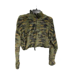 Urban Outfitters Cropped 1/4 Zip Fleece Pullover Womens Jacket Size Small Camo thumbnail 9