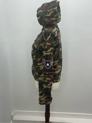 Sister Moses RosyLovi's Womens Full Zip Military Patches Flag Hoodie Jacket XL thumbnail 5