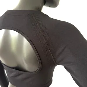 Gym Top T-shirt Crop Top Blouse Cover Up Tee Long Sleeve Sport Tee Slim Fit Top thumbnail 5