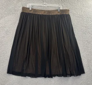 NWT Chico's Mesh Midi Skirt Black Leopard Cheetah Animal Print Women 3 XL Petite thumbnail 1