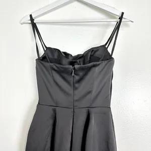 HOUSE OF CB Violette Satin Mermaid Gown in Dark Grey Size X-Small thumbnail 10