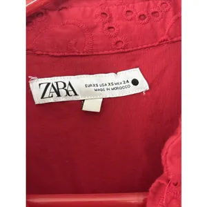 Zara Women eyelet embroidered dress Red 8420/916 Size XS x-small thumbnail 5