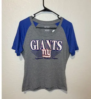 New York Giants NFL Team Apparel T-Shirt Women's Gray Blue Short Sleeve thumbnail 1