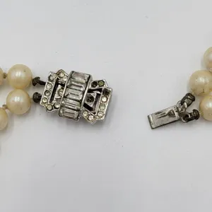 Vintage Womens Double Strand Faux Pearl Necklace 28" Cream Fashion Accessories thumbnail 9