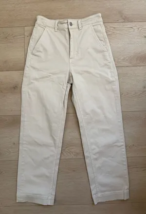 Everlane Women’s Cream Beige High Rise Straight Leg Crop Denim Pants Size 2 thumbnail 1