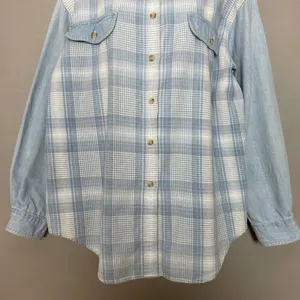Vintage 90s Paris Sport Club Button Down Shirt FLAWS Women Large Plaid Grunge‎ thumbnail 4