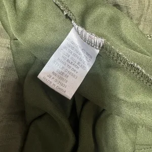 Entro Ruffle‎ Tiered Dress Sz M Cottagecore olive green gauzy FLAW thumbnail 8