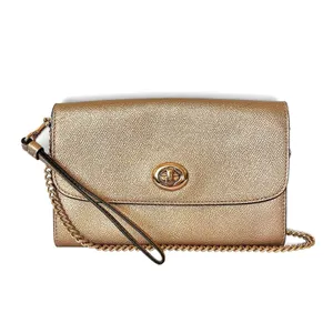 Coach Rose Gold Leather Gold Turnlock Chain Crossbody Convertible Bag #F22828 thumbnail 13