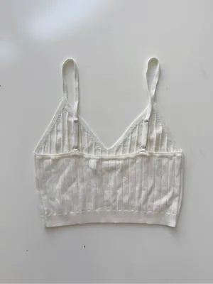 Abercrombie & Fitch Cream Ribbed Cardigan and Cropped Camisole Set Size Medium thumbnail 7