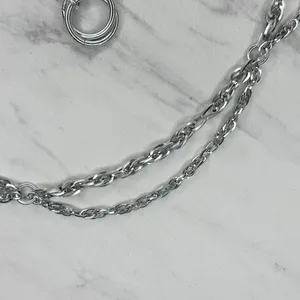 Womens Silver Double Chain Belt Small (S) Medium (M) Draped Y2K Style ✨ thumbnail 5