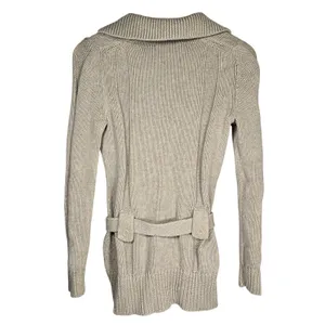 Banana Republic Womens Small Beige Organic‎ Cotton Belted Button Knit Cardigan thumbnail 2