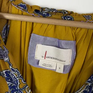 By Anthropologie Robin Tiered Mini Dress Small Yellow Floral Paisley Boho‎ Flowy thumbnail 6