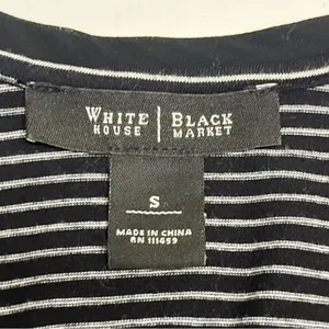 White House Black Market Black White Striped Floral Accent Women's Top Small thumbnail 9