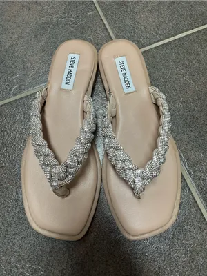 Steve Madden Amily Rhinestone Thong Sandals Slip On Silver 8.5 thumbnail 11