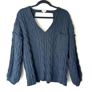 POL Black Enola Open Tie Back Oversized Sweater Size Large thumbnail 3