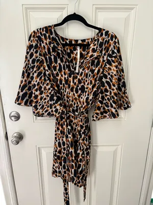 Uncle Frank Tie-Waist Animal Print Dress Size XS thumbnail 1