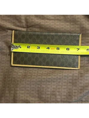 vintage Celine Macadam canvas long bifold wallet with leather trim. thumbnail 14