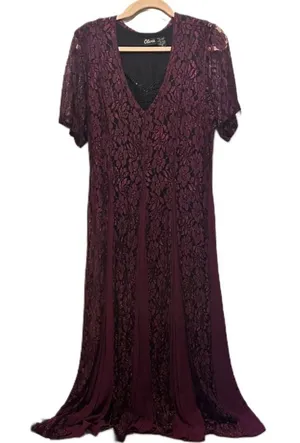 GORGEOUS vintage Purple plum lace‎ dress size m whimsigoth thumbnail 1
