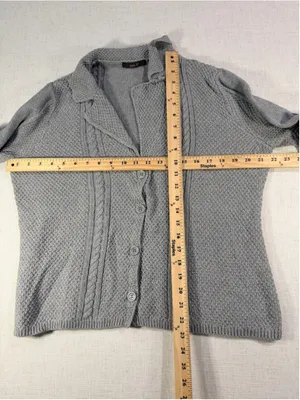 Heather B 100% Cotton Cable Knit Button Front Cardigan Sweater Heather Grey XL thumbnail 2
