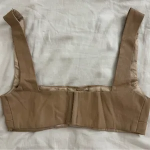 Meshki Mahla Faux Leather Crop Top - Camel, XS thumbnail 3