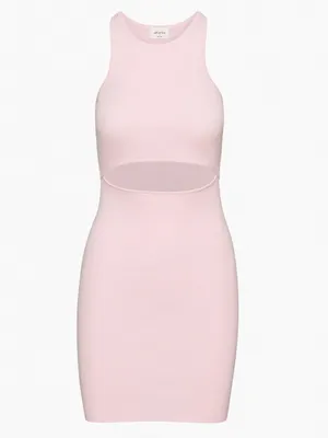 Aritzia Pink Ribbed Tank Dress with Front Cutout SZ MEDIUM thumbnail 7