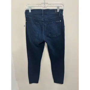 7 For All Mankind Womens High Rise Skinny Jeans Dark Indigo‎ Blue Size 28 thumbnail 8