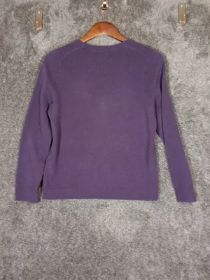 L.L. Bean Womens Crewneck Cashmere Purple Sweater Long Sleeve Size Medium thumbnail 4