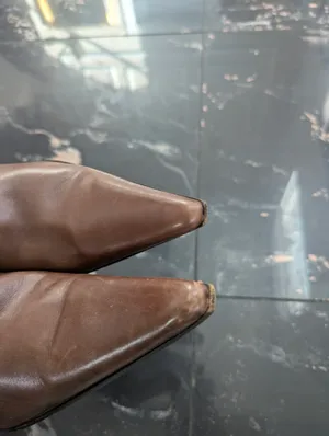 Les Tropéziennes Par M. Belarbi Collection Brown Leather Ankle Boots Stilettoes thumbnail 3