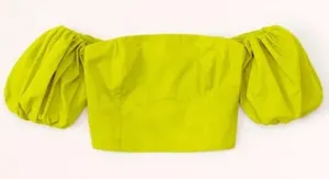Abercrombie & Fitch Lemon Lime Off-Shoulder Puff Sleeve Crop Top thumbnail 1