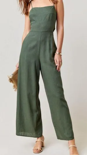Francesca's Mi Ami Linen Jumpsuit thumbnail 1