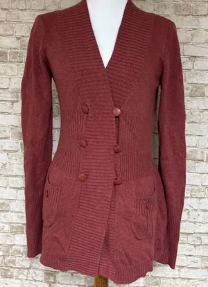 Sparrow Anthropologie Brick Red Cardigan - Size M Shawl Collar Cashmere Blend thumbnail 1