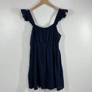 Miss‎ Me Navy Boho Embroidered Ruffle Strap Mini Dress Women's Large Lined Rayon thumbnail 3