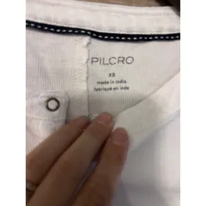 Pilcro Anthropologie White Ribbed Henley Top Smocked Balloon Sleeve Womens XS thumbnail 3