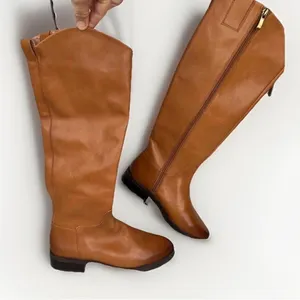 Nordstrom LEA Boots Womens Size 5.5 Tan Riding Knee-High Side Zip Classic thumbnail 1