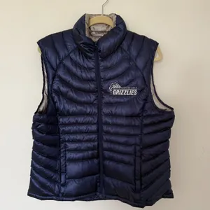 Bernardo Navy Blue Goose Down Puffer Vest Embroidered Logo Quilted Outerwear XL thumbnail 2