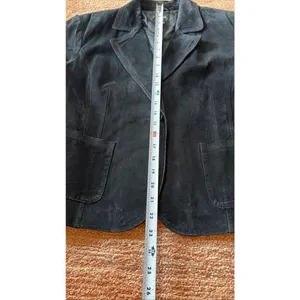 Alfani Black Genuine Suede Leather Blazer Jacket Size L thumbnail 3