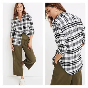Madewell‎ Flannel Oversized Ex-Boyfriend Shirt Romana Plaid Small Button Down thumbnail 2
