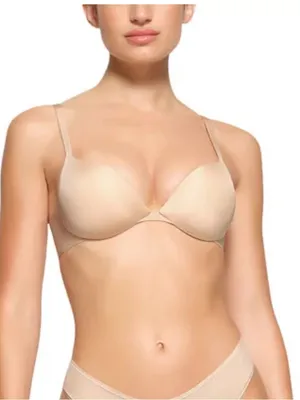 SKIMS Ultimate Push Up Plunge Bra Beige 32C NWT IN PACKAGE thumbnail 1