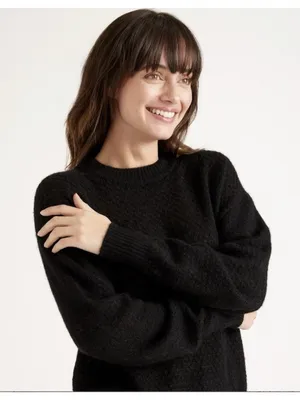 Quince Baby Alpaca Wool Diamond Stitch Crew Neck Sweater Black Size S thumbnail 4