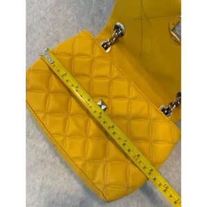 Kate Spade Yellow Quilted Leather Shoulder Bag Flap Chain Strap Crossbody Small thumbnail 4