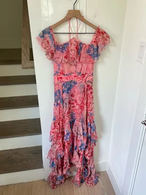 Alice + Olivia Galina Handkerchief Maxi Dress in Pink thumbnail 3