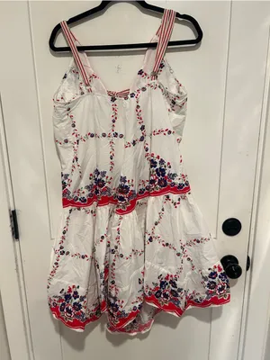 Anthropologie Celandine Plunge-Neck Drop-Waist Cotton Midi Dress size small thumbnail 7