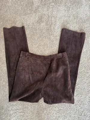 Brown suede 100% Leather Flare leg Pants thumbnail 6