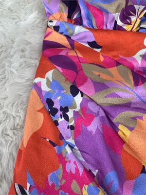 AIDAN‎ MATTOX One Shoulder Cocktail Dress Size 4 Pink Purple Floral Colorful thumbnail 5