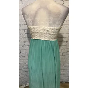 Levee Maxi Strapless Teal And White Flowy Long Dress Size Small thumbnail 6