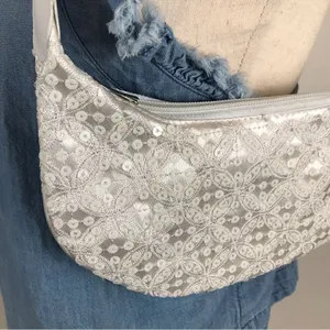 ‎Vintage Y2K Jessica McClintock white beaded sequined embroidered mini bag thumbnail 4