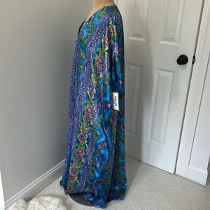 Winlar Blue Purple Floral Kaftan thumbnail 5