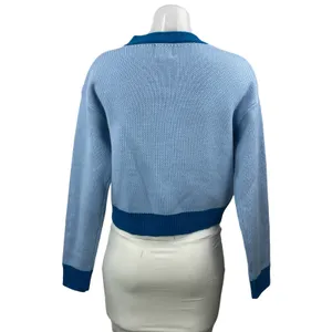 Princess Polly Zaynah Blue Long Sleeves Knit Cropped Cardigan Sweater Top XS thumbnail 3